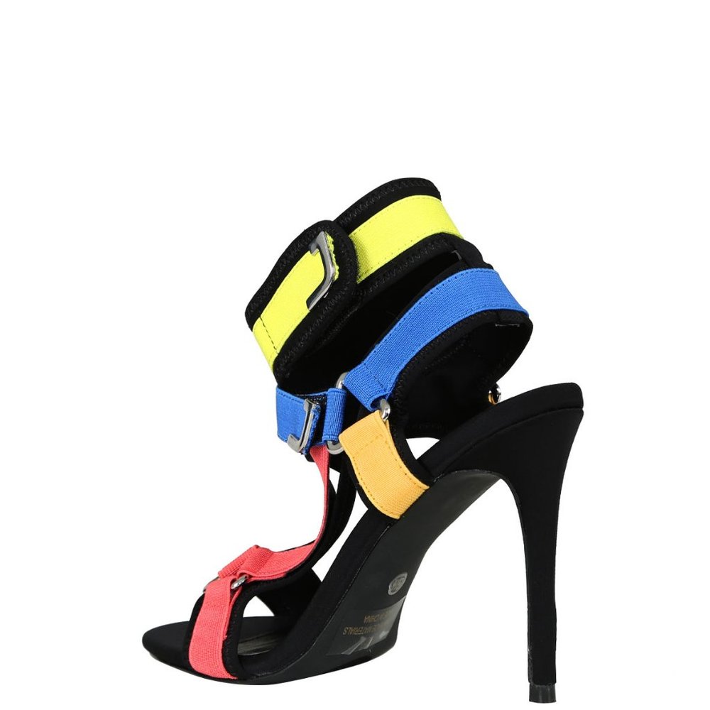 NEW🔥 Multi Color Hook Loop Ankle Strap Gladiator Sandal Open Toe Stiletto Heel - Picture 5 of 7